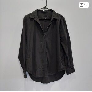 Aritzia Denim Forum Jane Longsleeve Button Down Shirt Black